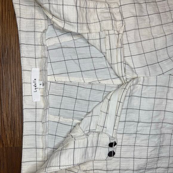 Lydelle size SMALL cream and black window pane plaid wide leg capri pants Cotton - Picture 4 of 8